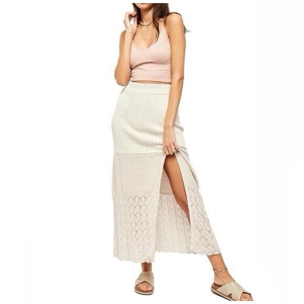 Free People Bari Knit Column Maxi Skirt Harvest Moon Size M NWT